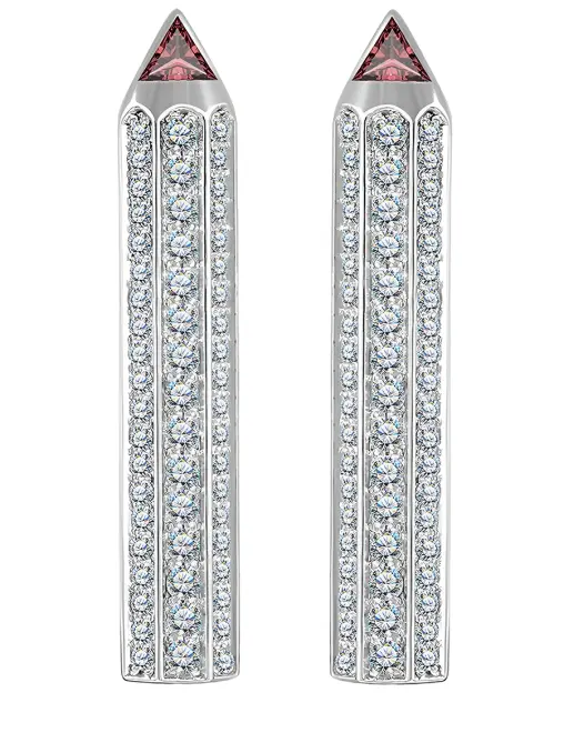 Серьги-карандаши в белом золоте MAYA GEMSTONES