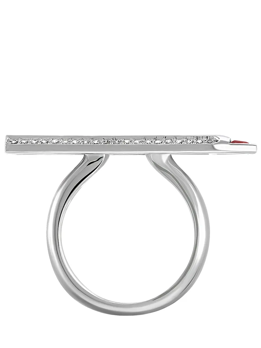 Кольцо-карандаш в белом золоте