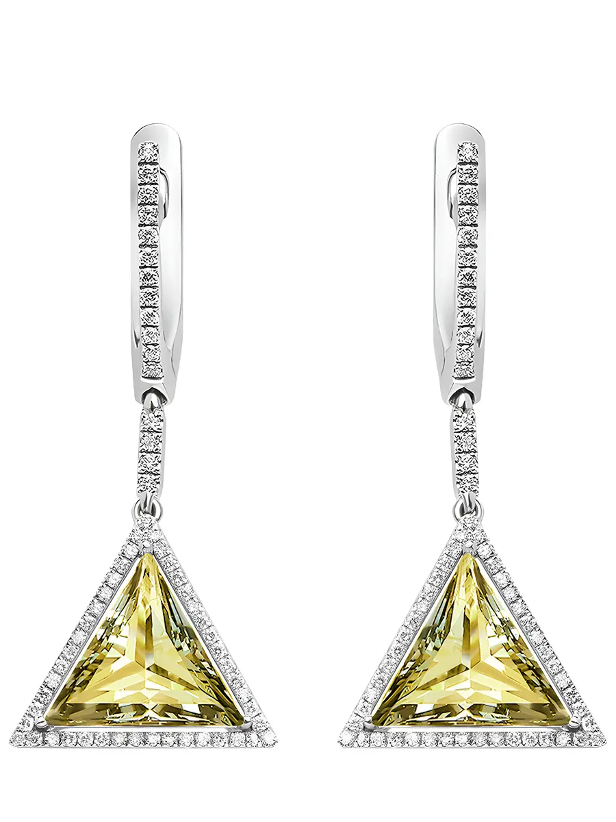 Серьги с цитринами в белом золоте