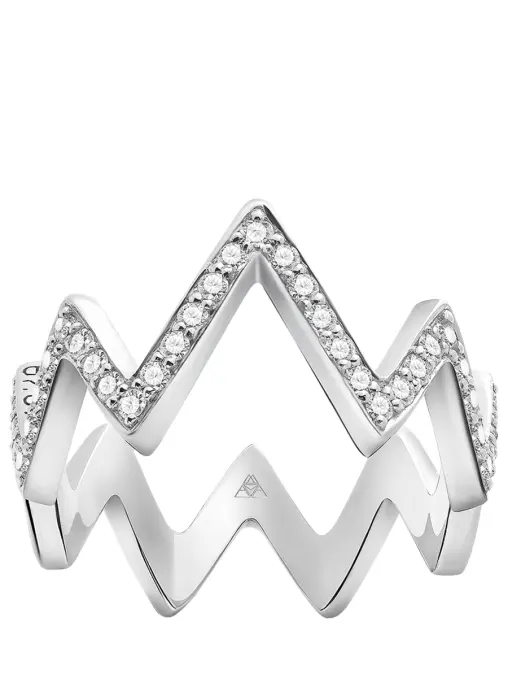 Кольцо-зигзаг в белом золоте MAYA GEMSTONES