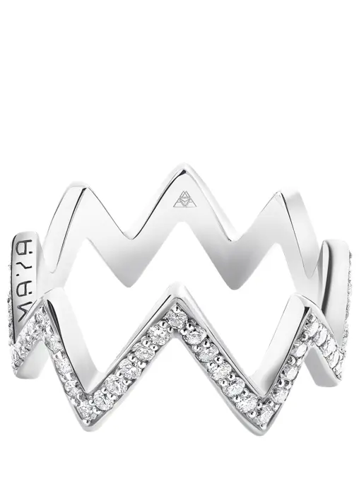 Кольцо-зигзаг в белом золоте MAYA GEMSTONES