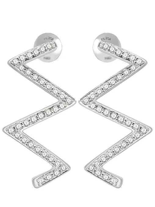 Серьги-зигзаг в белом золоте MAYA GEMSTONES