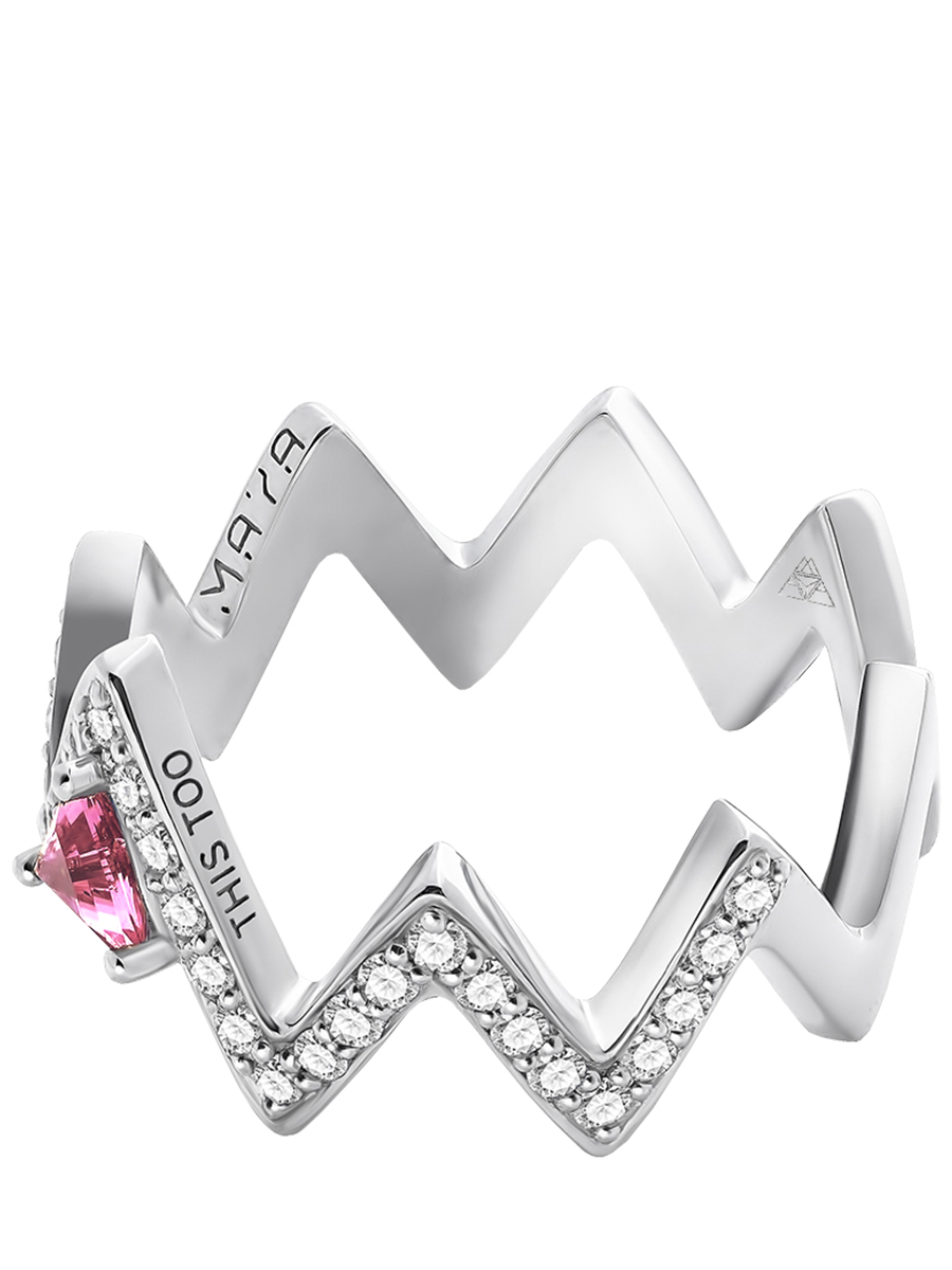 Кольцо-зигзаг в белом золоте