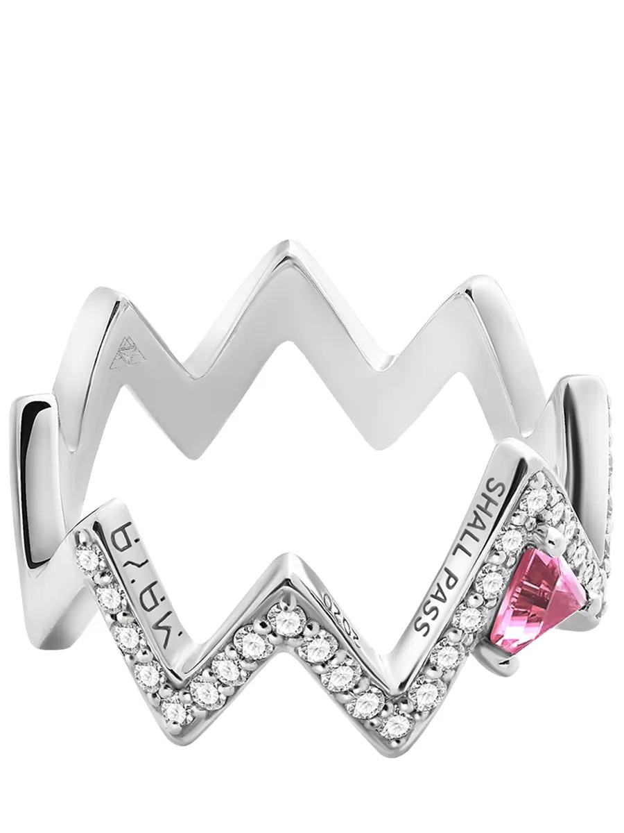 Кольцо-зигзаг в белом золоте