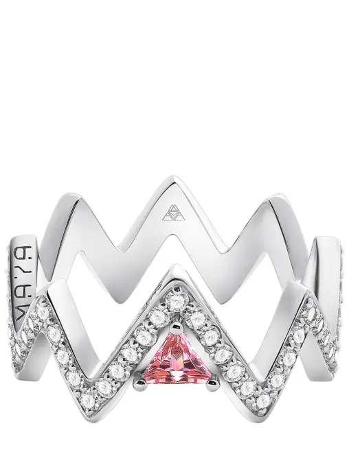 Кольцо-зигзаг в белом золоте MAYA GEMSTONES
