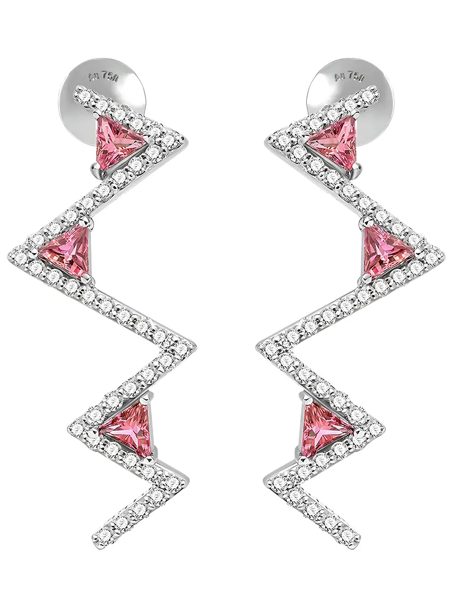 Серьги-зигзаг в белом золоте