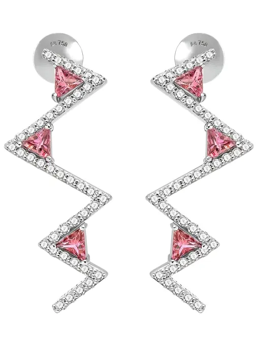 Серьги-зигзаг в белом золоте MAYA GEMSTONES