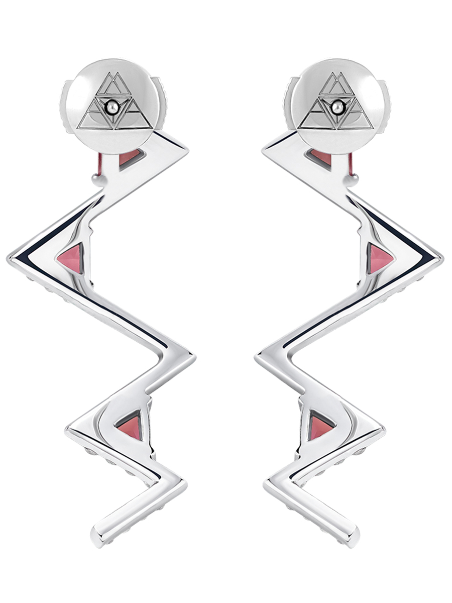 Серьги-зигзаг в белом золоте