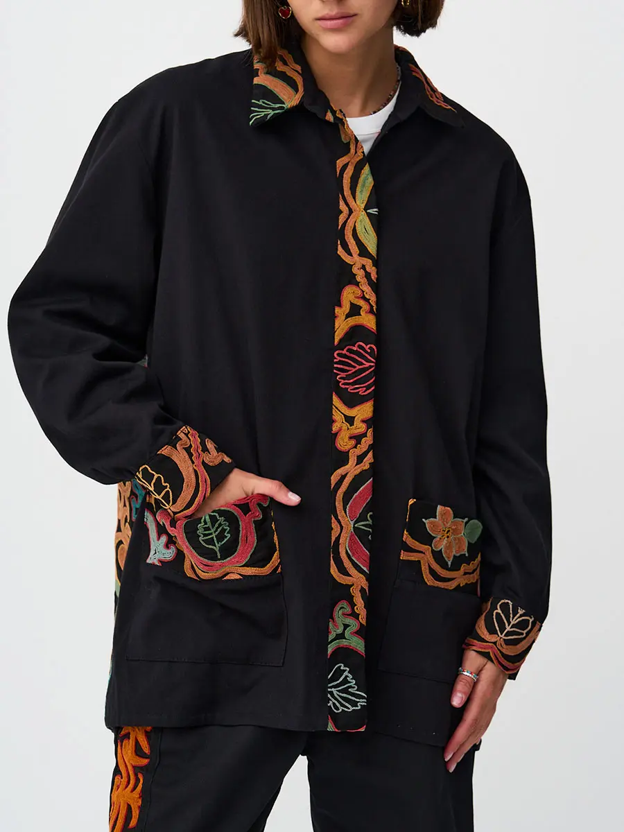 Рубашка хлопковая Black/Orange