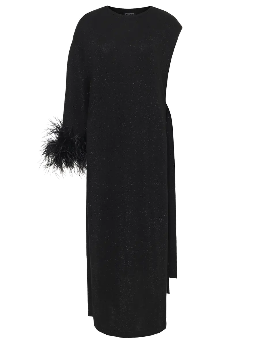 Платье-накидка с боа