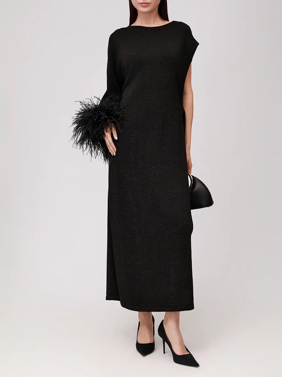 Платье-накидка с боа