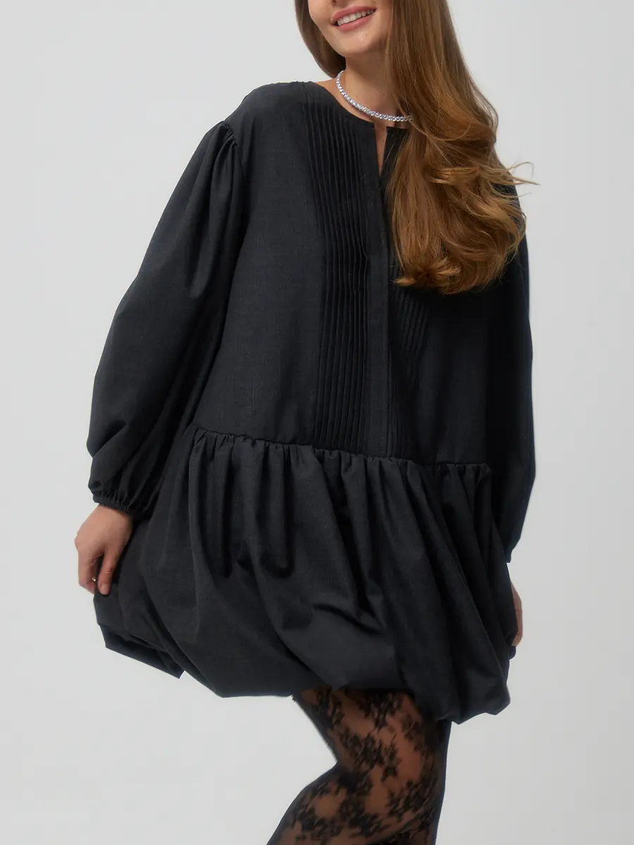 Платье-баллон шерстяное