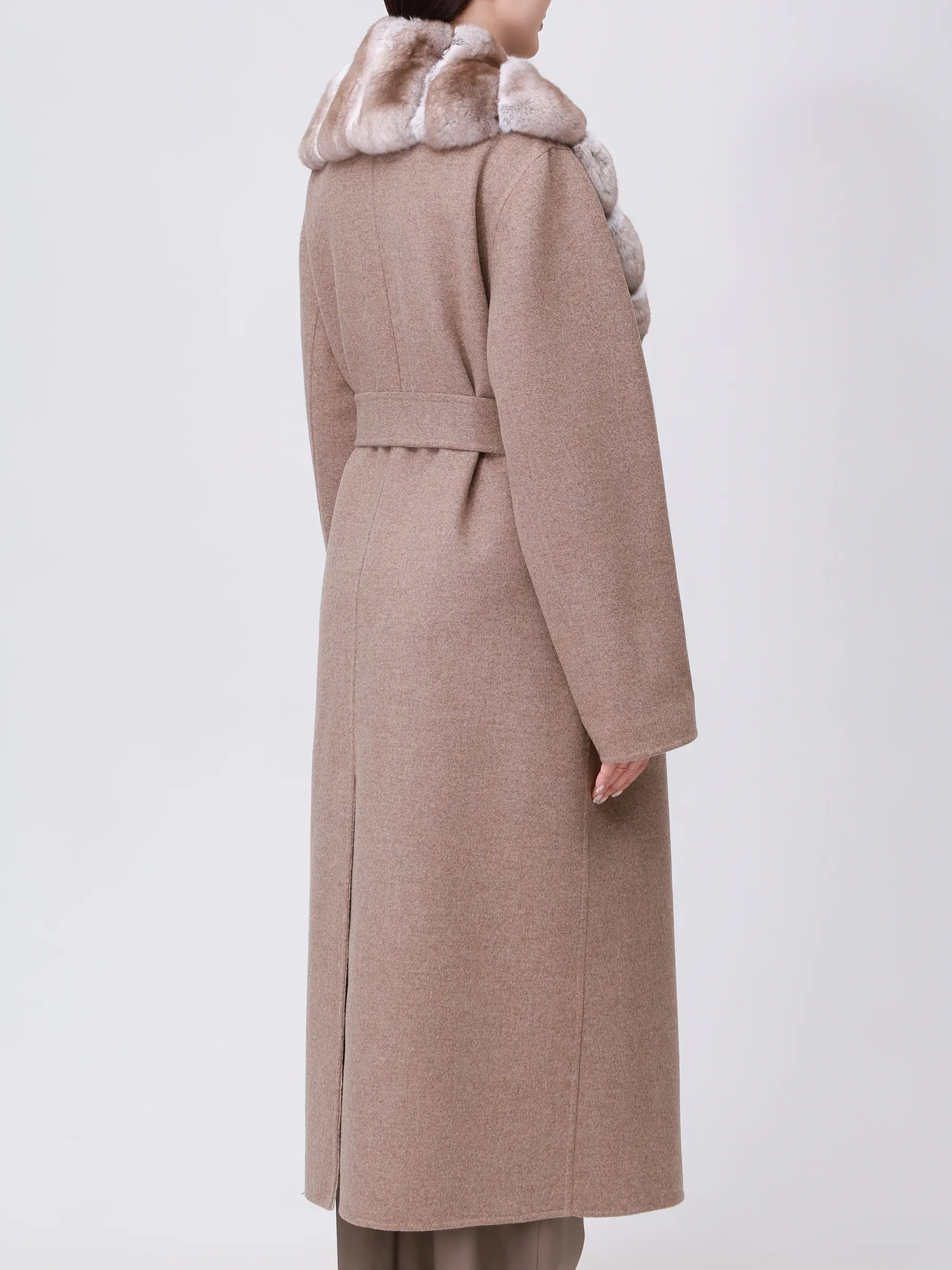 Пальто из кашемира и шерсти с мехом шиншиллы