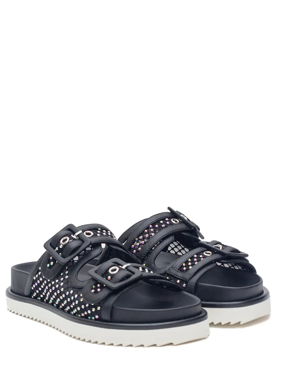 Шлепанцы из сетки и кожи