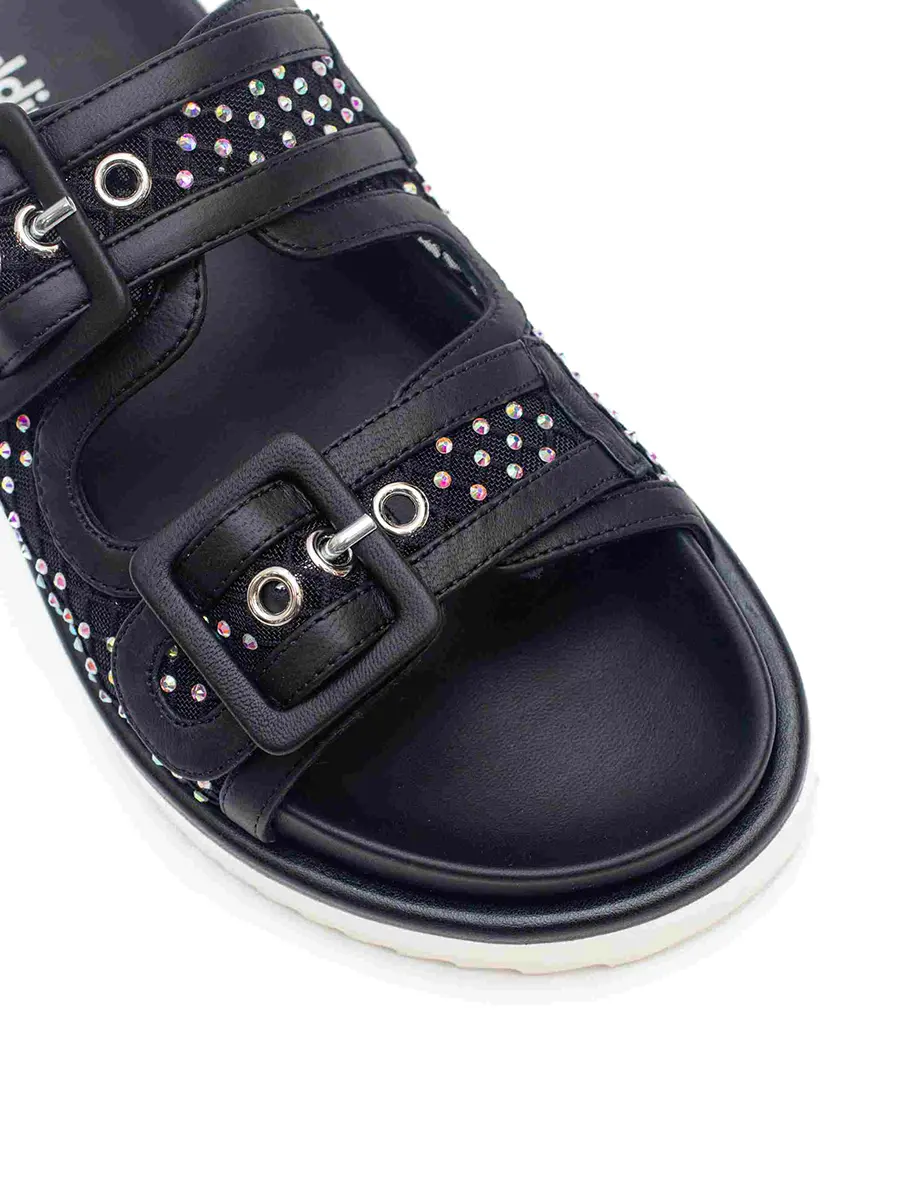 Шлепанцы из сетки и кожи