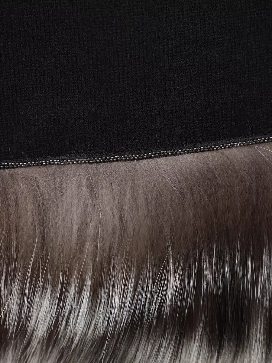 Палантин шерстяной с мехом лисы