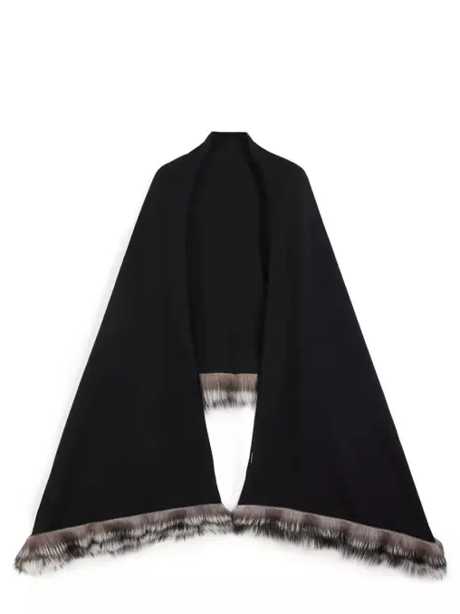 Палантин шерстяной с мехом лисы FREE AGE