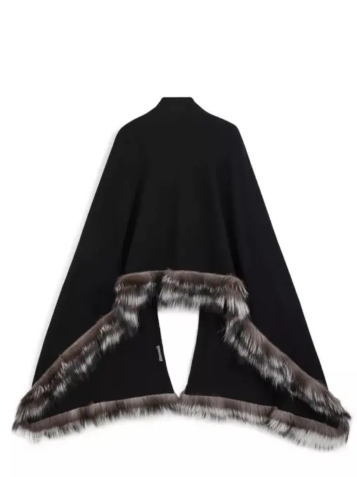 Палантин шерстяной с мехом лисы FREE AGE