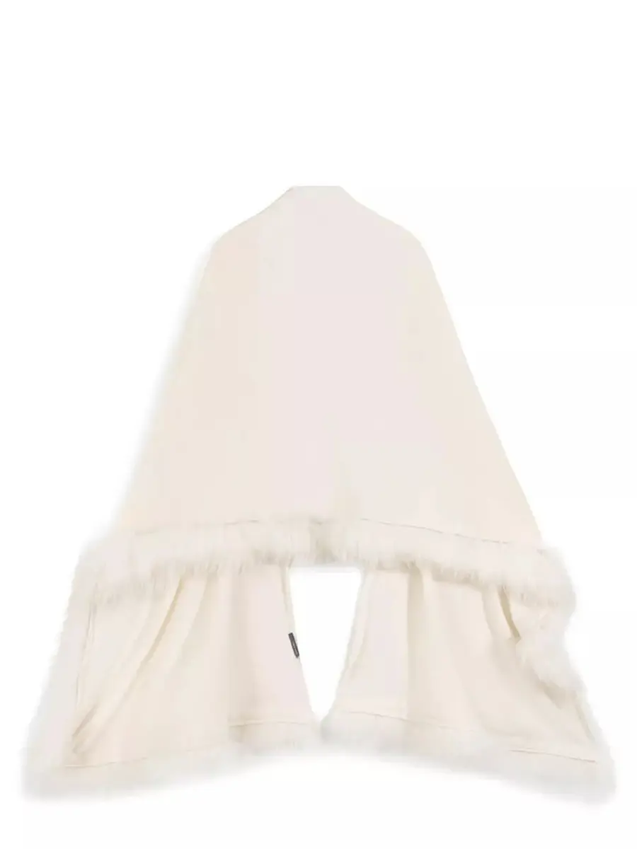 Палантин шерстяной с мехом енота