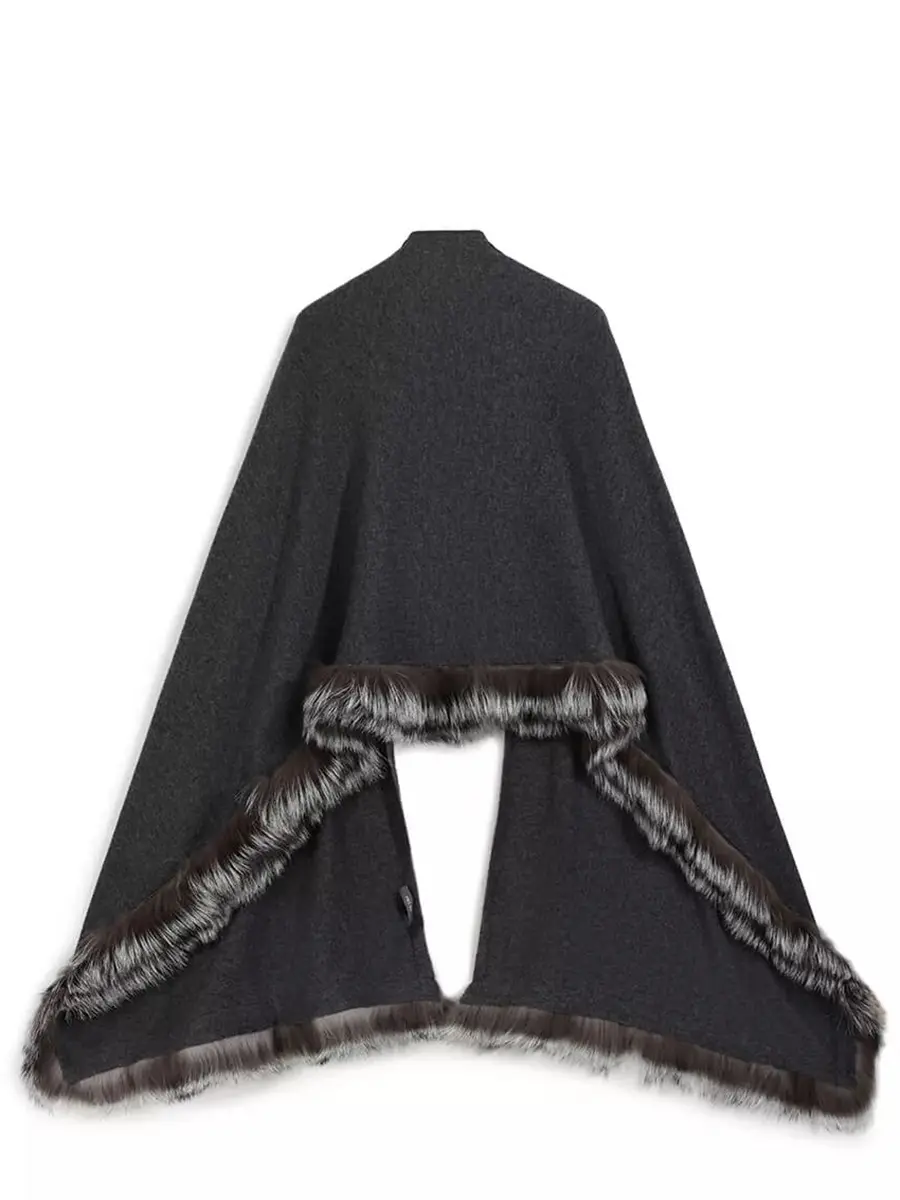 Палантин шерстяной с мехом лисы