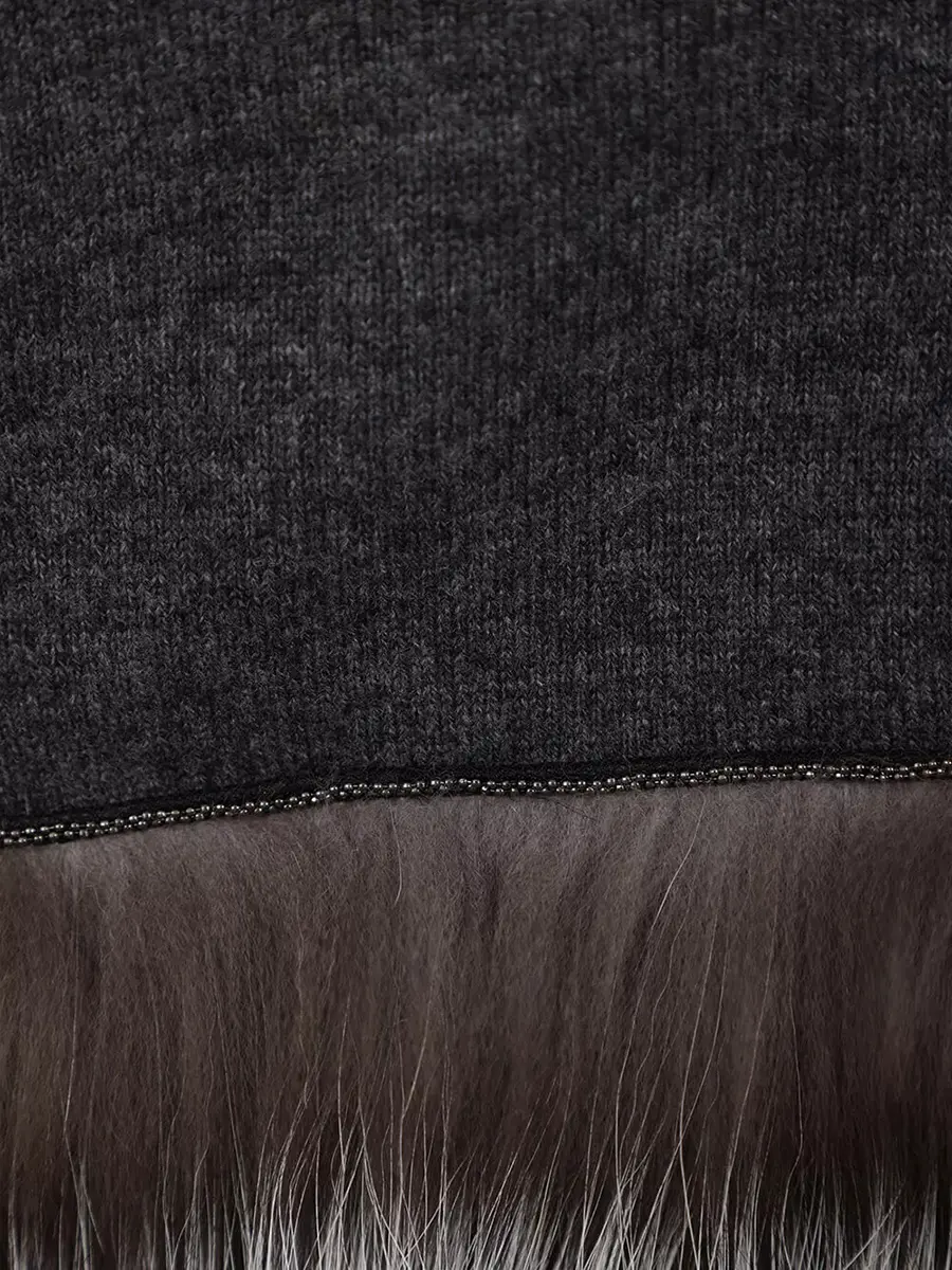 Палантин шерстяной с мехом лисы