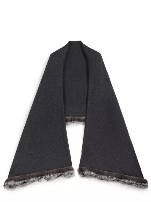 Палантин шерстяной с мехом лисы FREE AGE