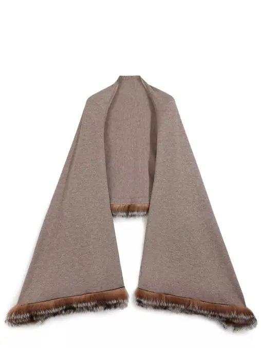 Палантин шерстяной с мехом лисы FREE AGE