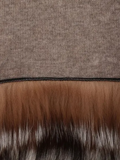 Палантин шерстяной с мехом лисы FREE AGE