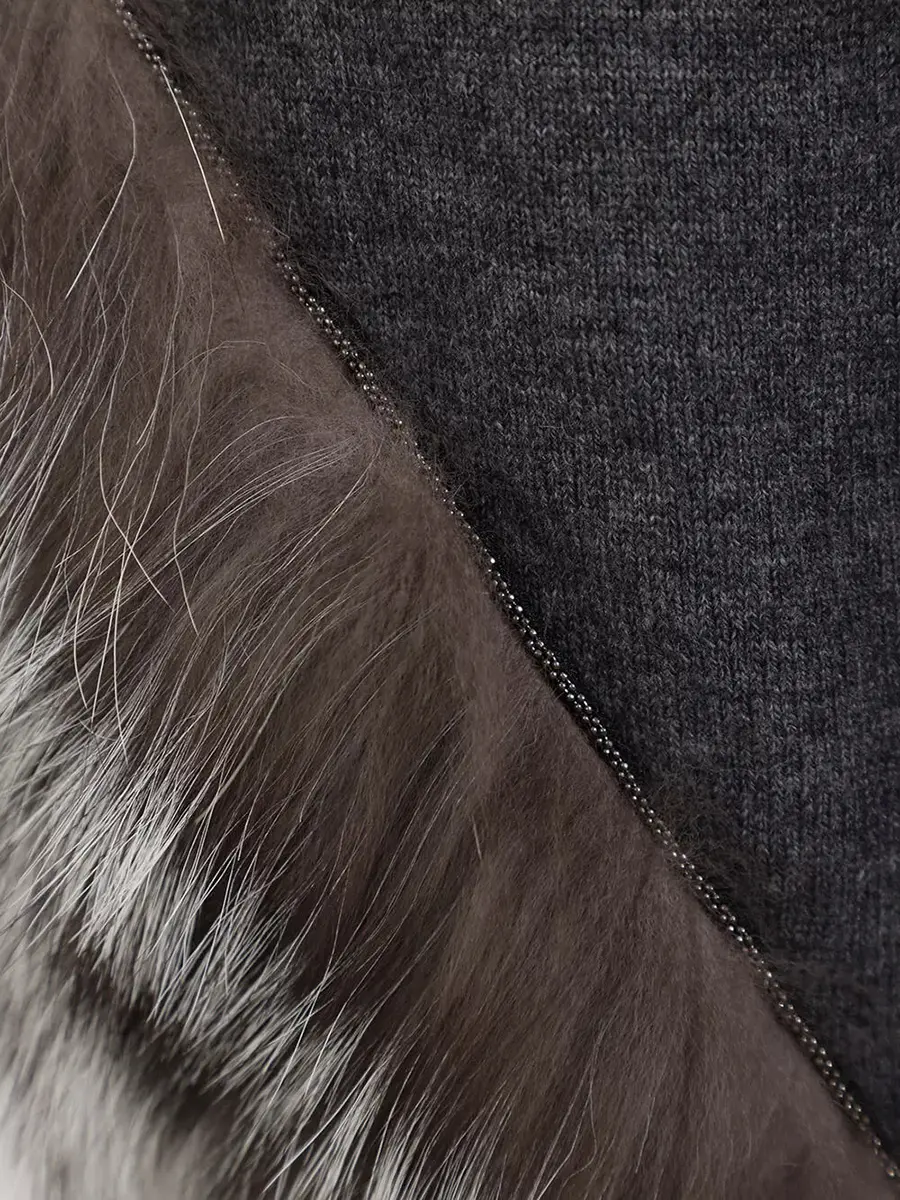 Платок шерстяной с мехом лисы