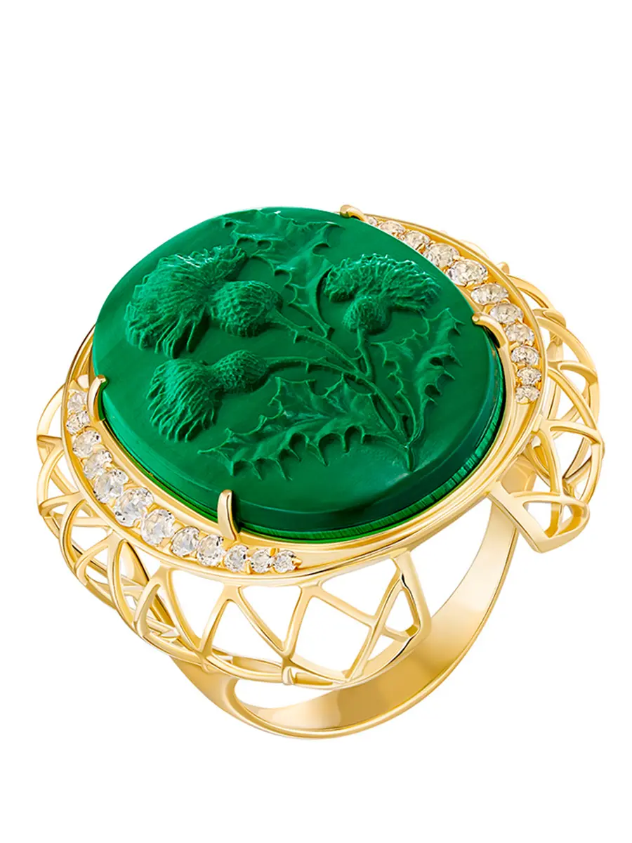 Кольцо с малахитом