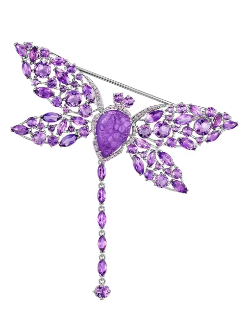 Брошь с аметистами и сапфирами NATASHA LIBELLE
