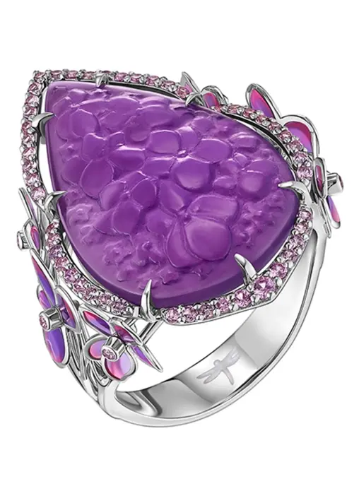 Кольцо с аметистом и эмалью Пармская фиалка NATASHA LIBELLE