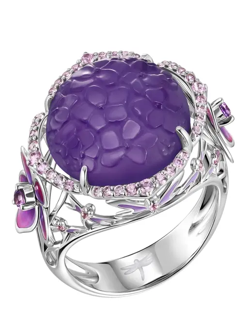 Кольцо Пармская фиалка с аметистом и эмалью NATASHA LIBELLE