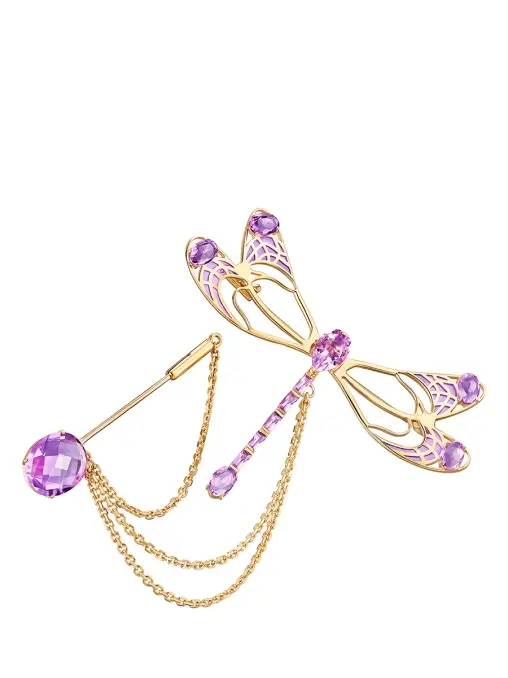 Брошь Libelle с аметистами NATASHA LIBELLE