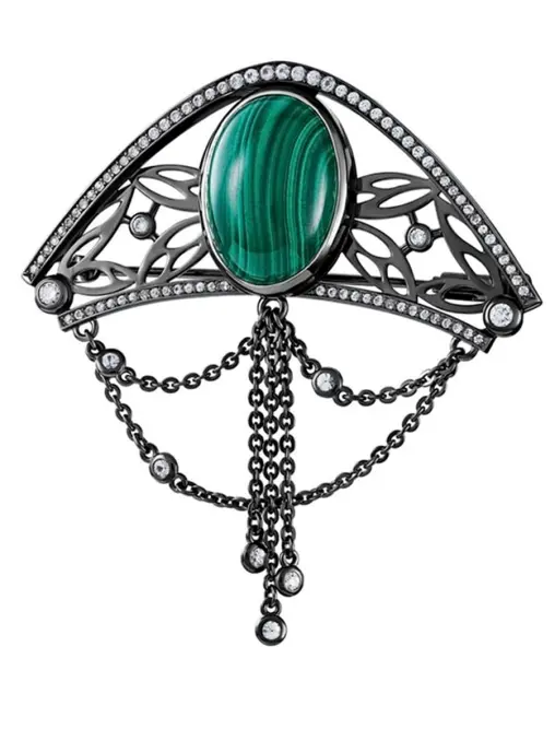 Брошь Кокошник с малахитом NATASHA LIBELLE