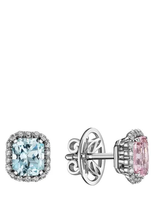 Пусетами с аквамарином морганитом и бриллиантами NATASHA LIBELLE