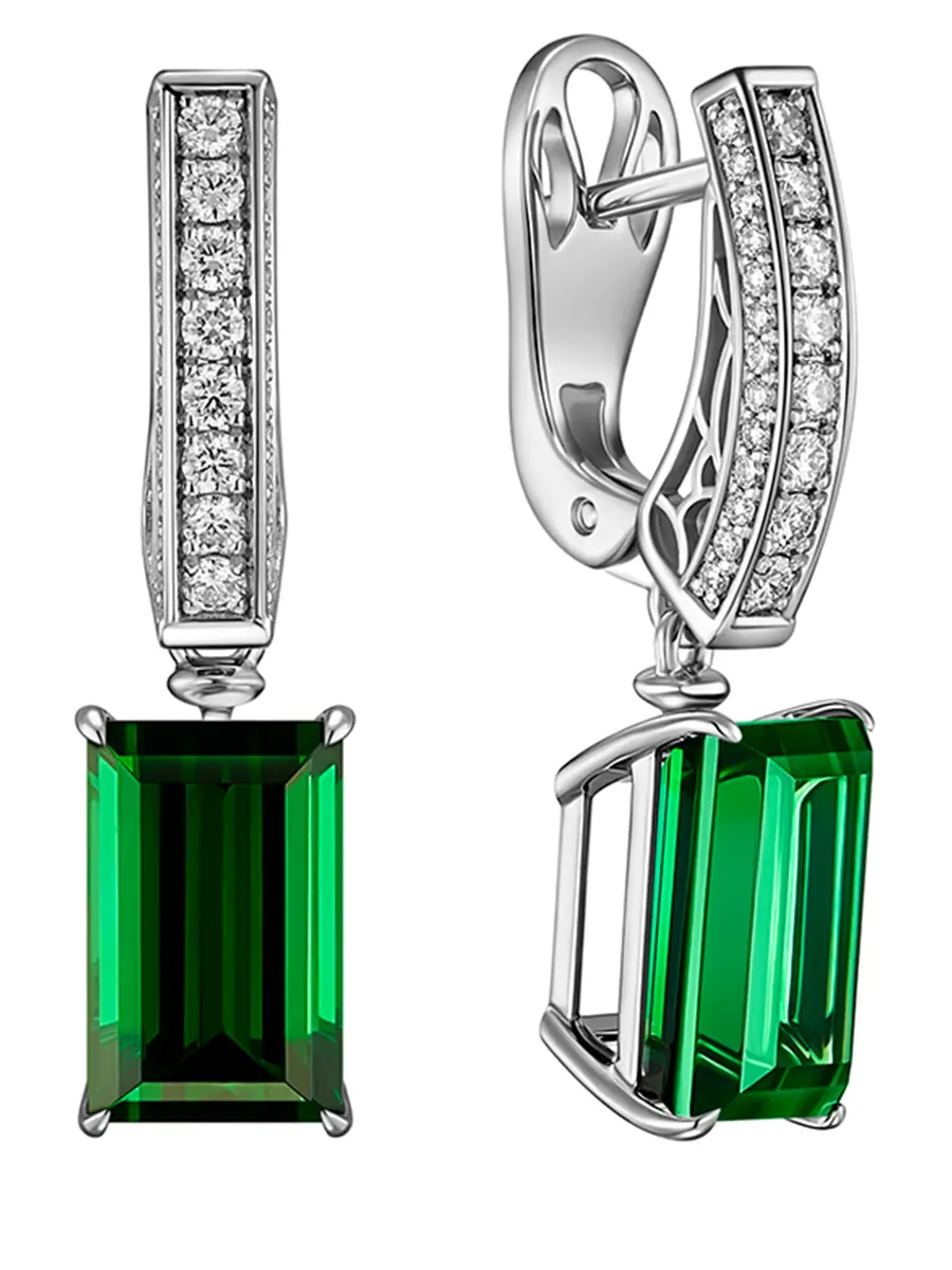 Серьги с турмалином и бриллиантами