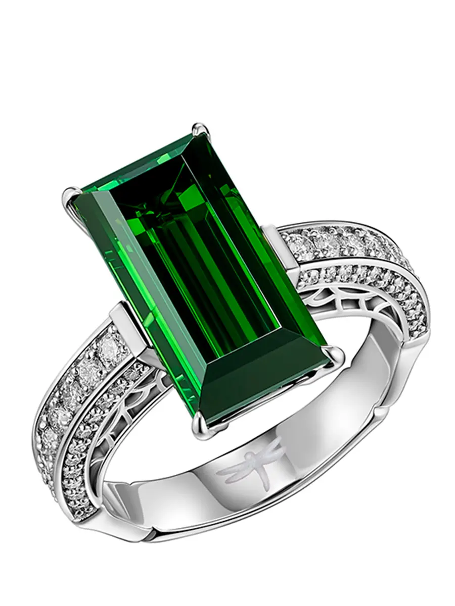 Кольцо с турмалином и бриллиантами