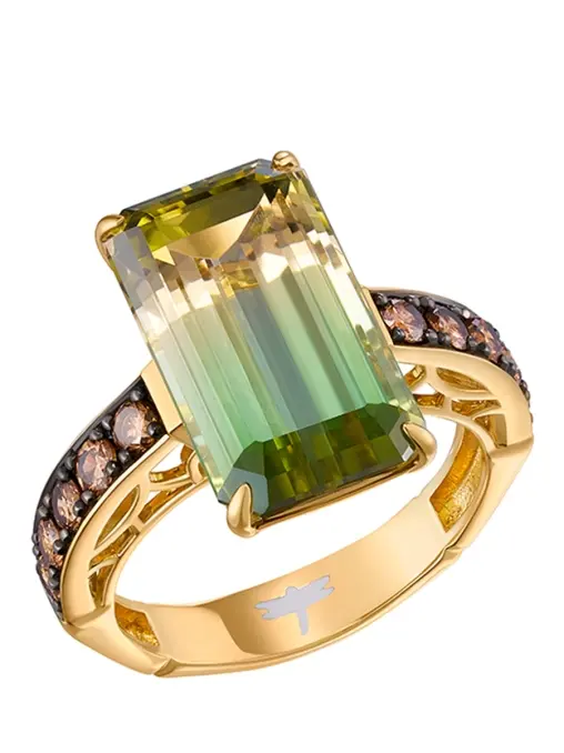 Кольцо с брилилантами и полихромным турмалином NATASHA LIBELLE