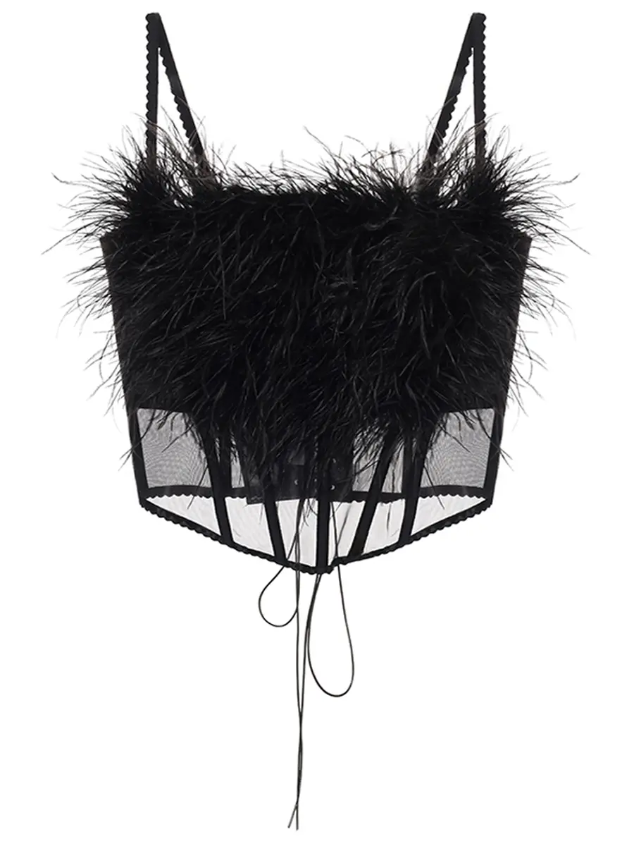 Корсет с перьями страуса