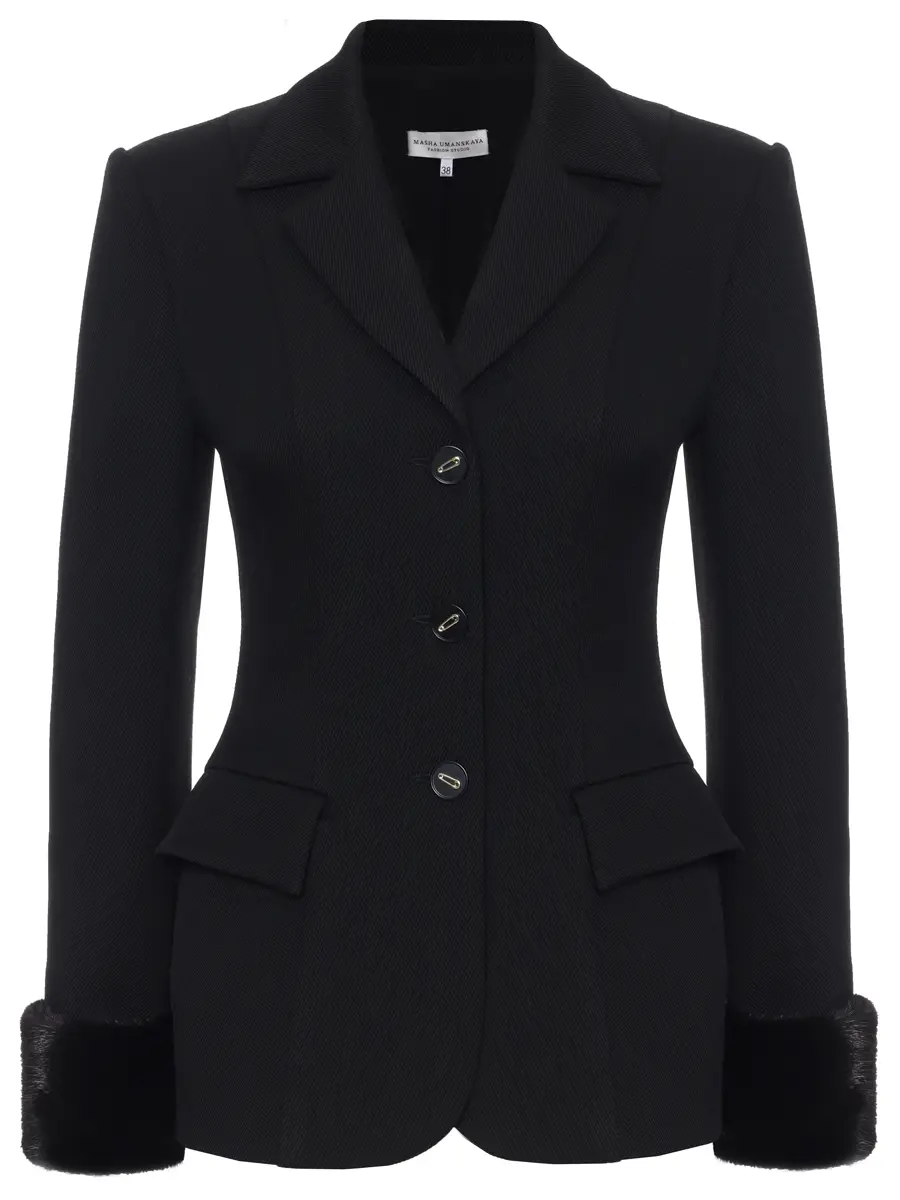 Жакет шерстяной с мехом норки