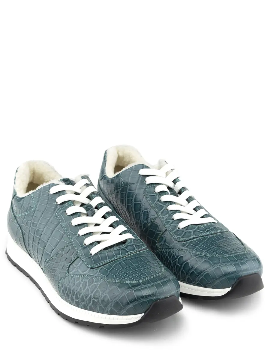 Кроссовки из кожи крокодила на меху