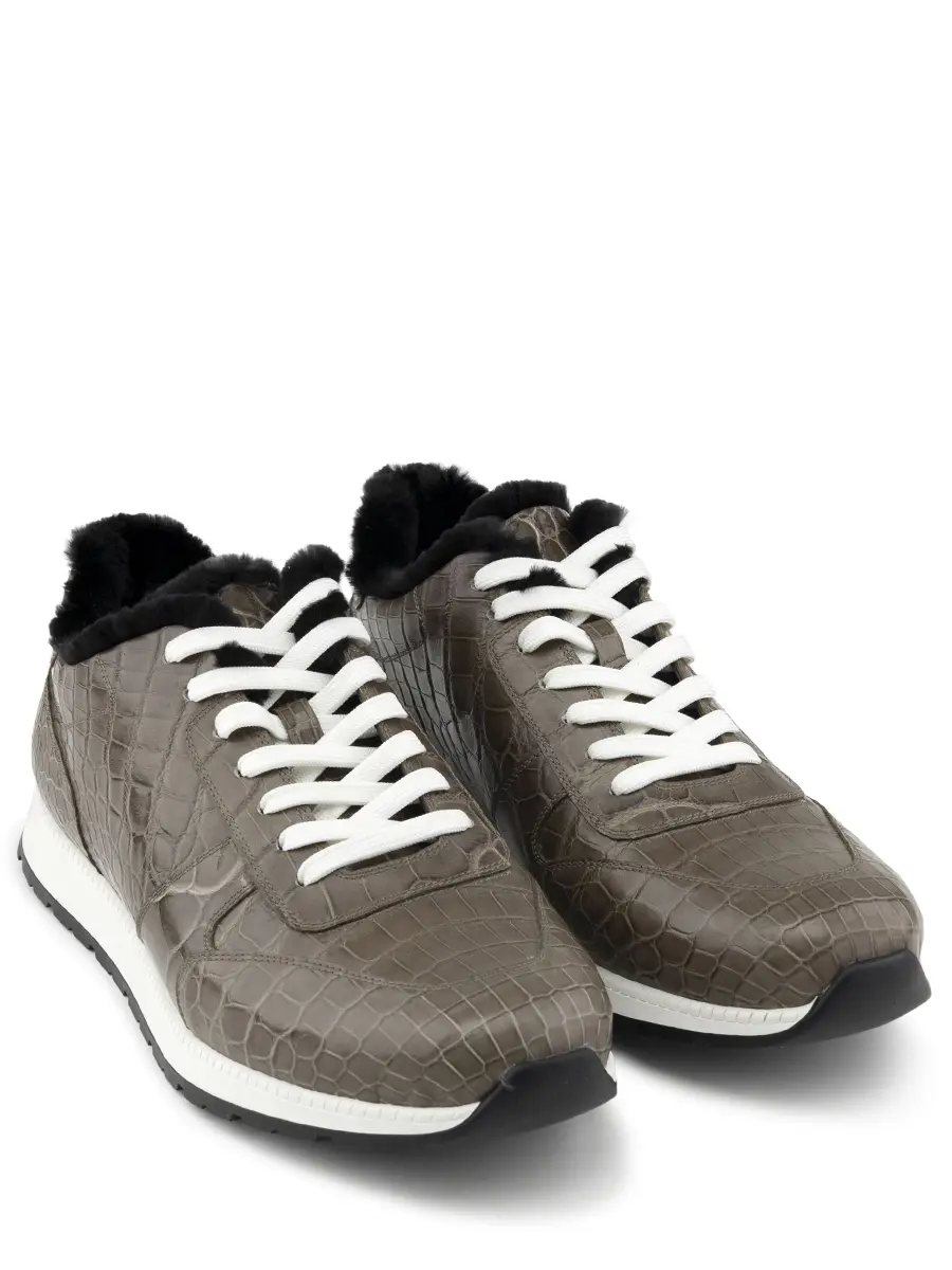 Кроссовки из кожи крокодила на меху