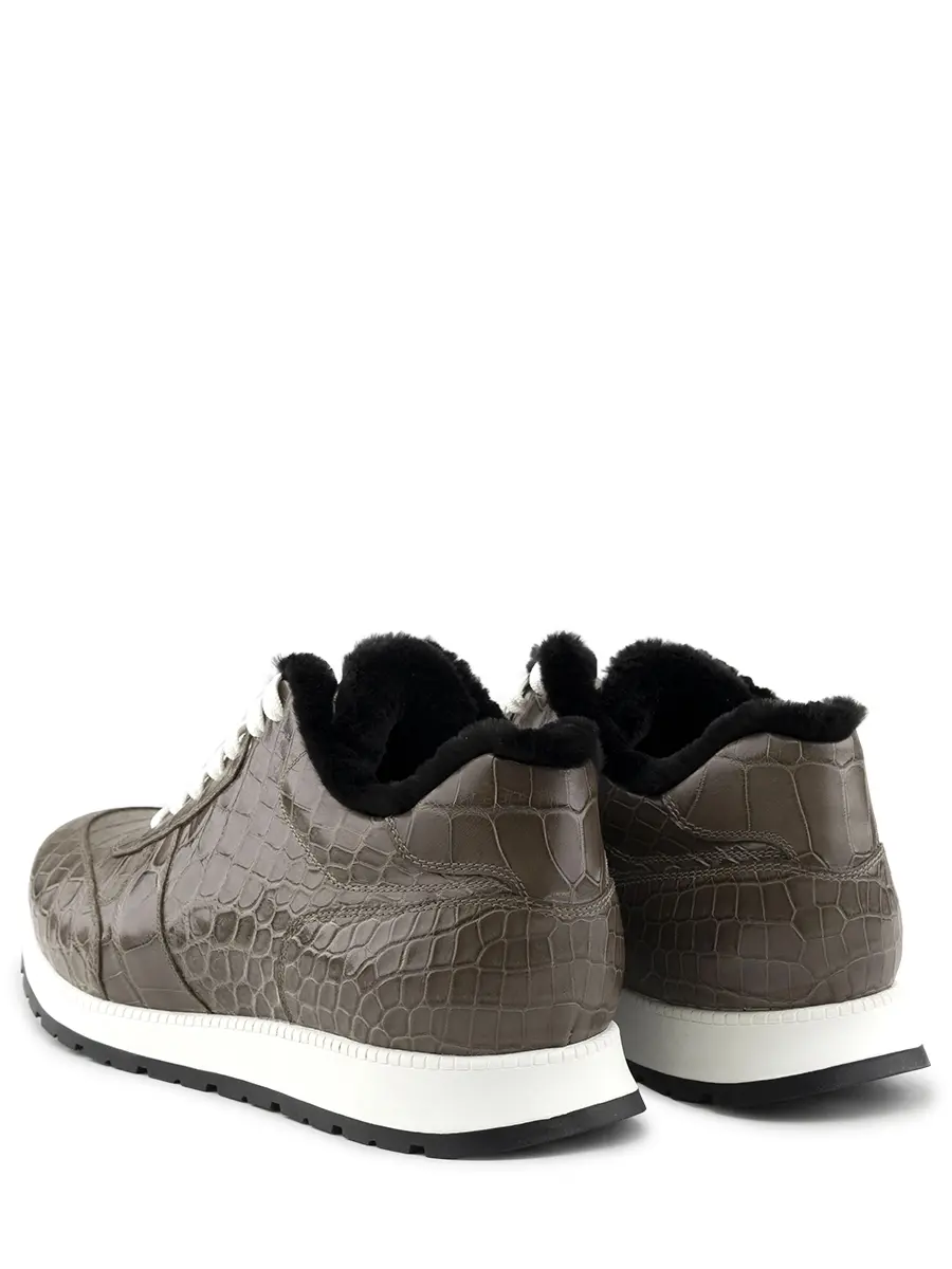 Кроссовки из кожи крокодила на меху