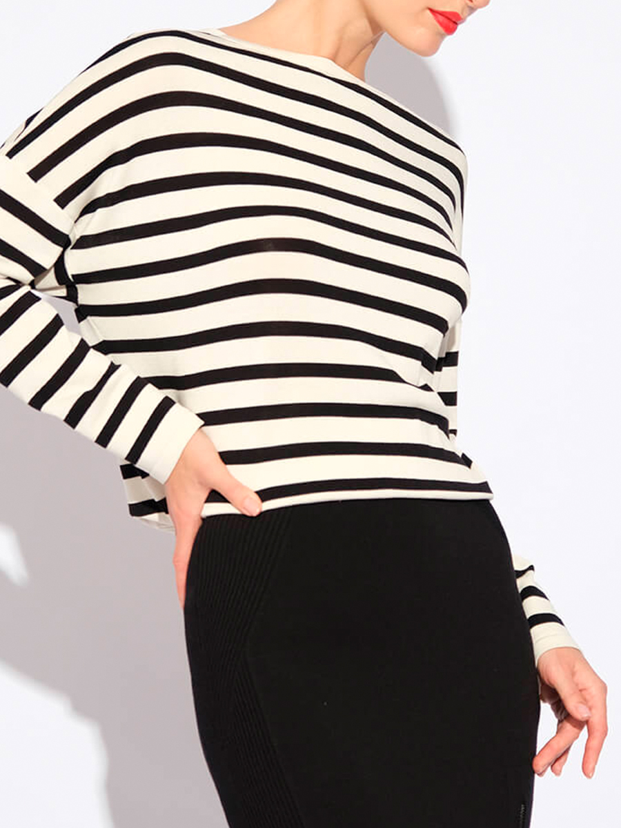 Пуловер шелковый в полоску