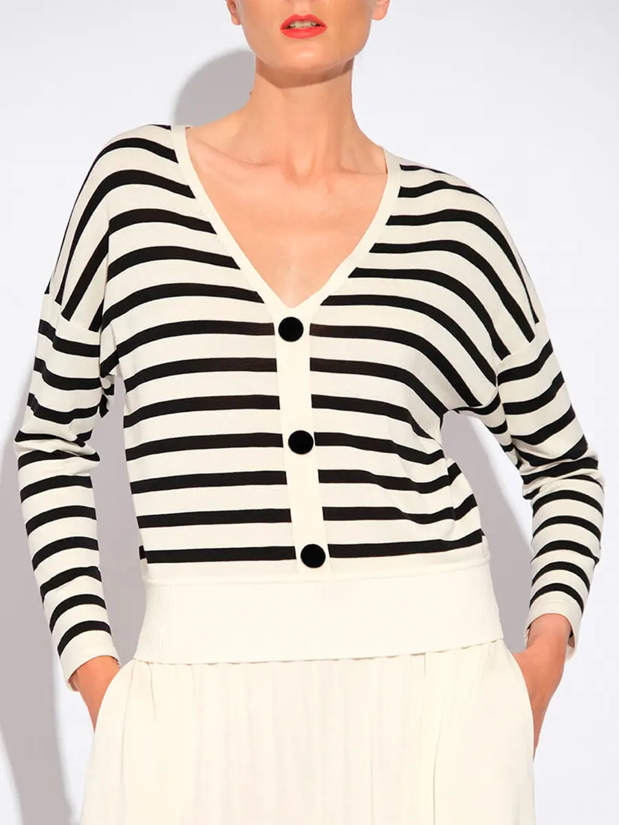 Пуловер шелковый в полоску