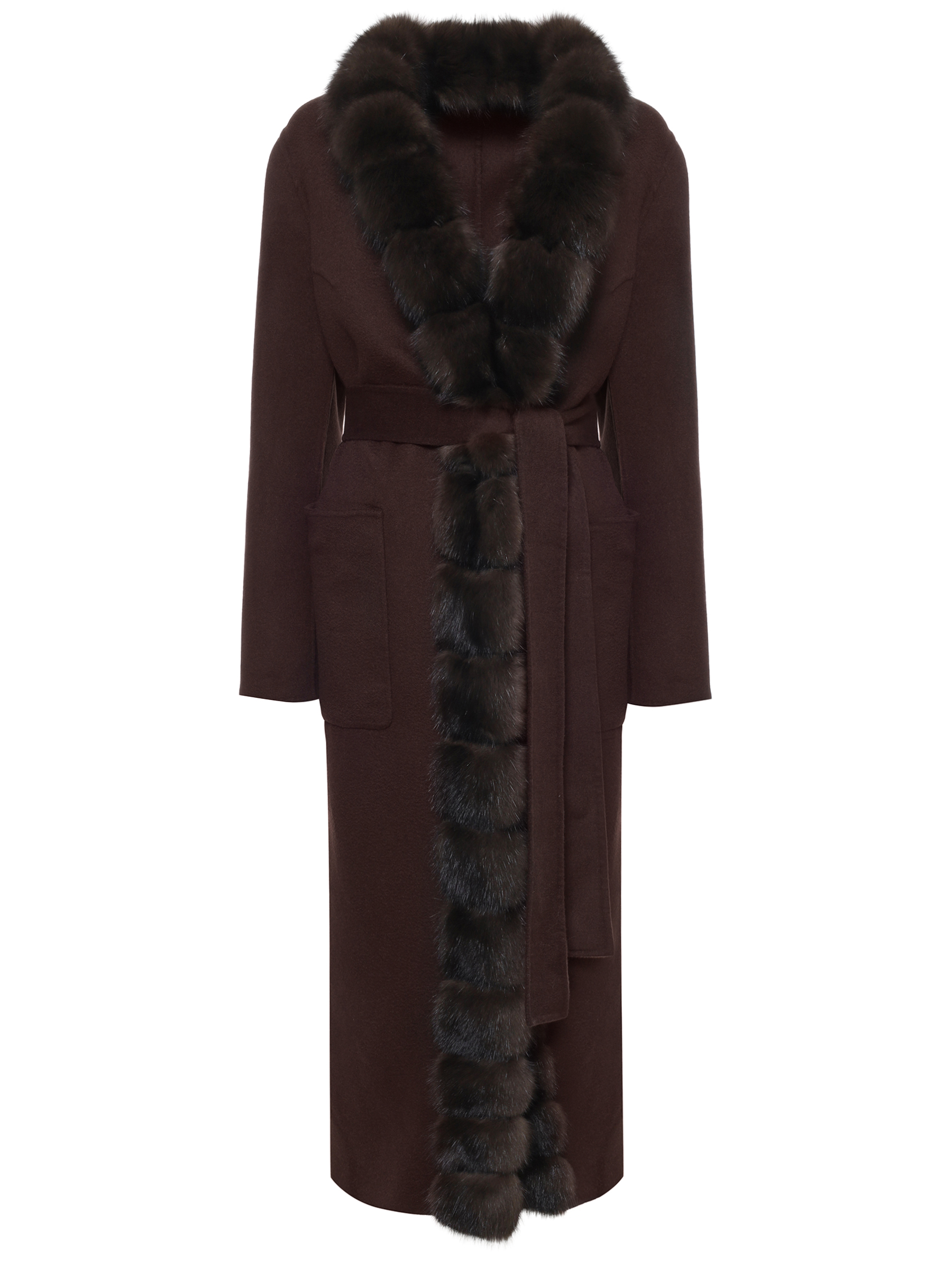 Пальто из кашемира и шерсти с мехом соболя
