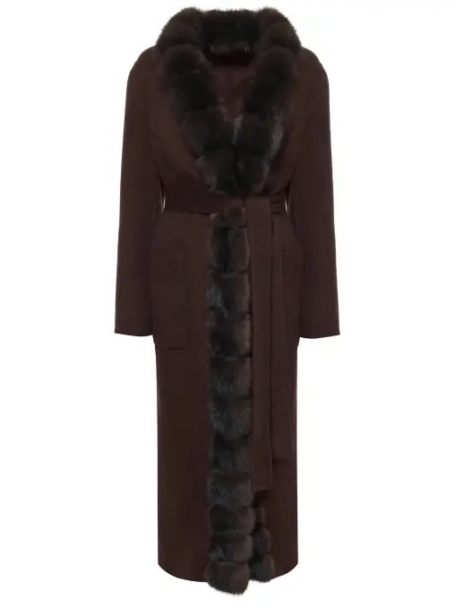 Пальто из кашемира и шерсти с мехом соболя PAOLO MORETTI