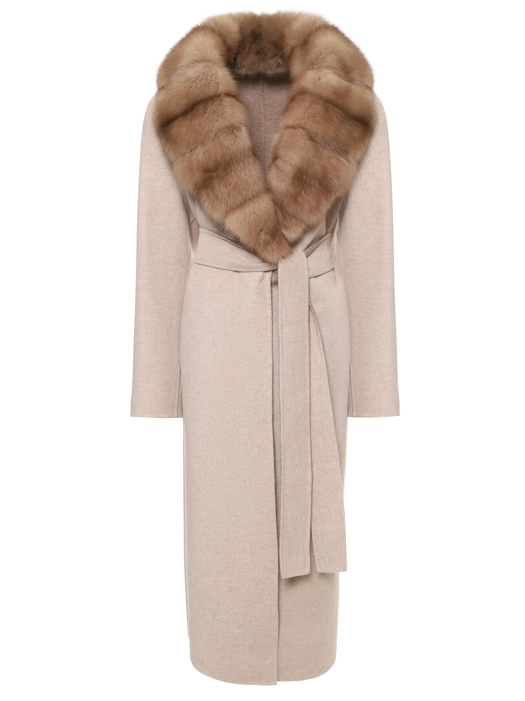 Пальто из кашемира и шерсти с мехом соболя