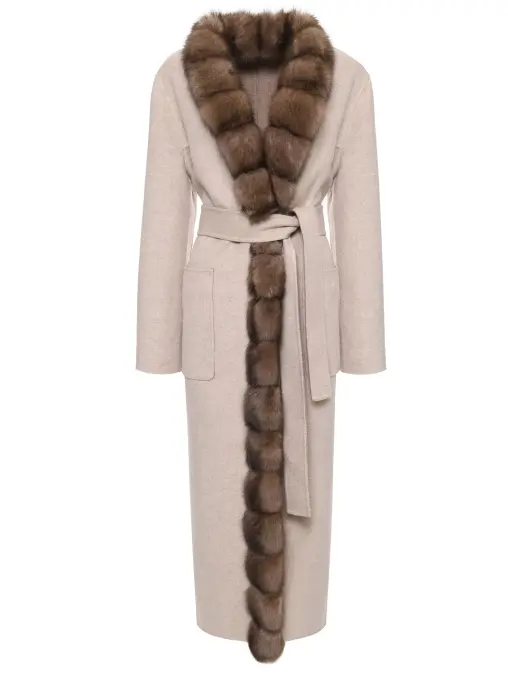 Пальто из кашемира и шерсти с мехом соболя PAOLO MORETTI